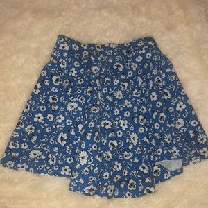 blue and white floral skater skirt